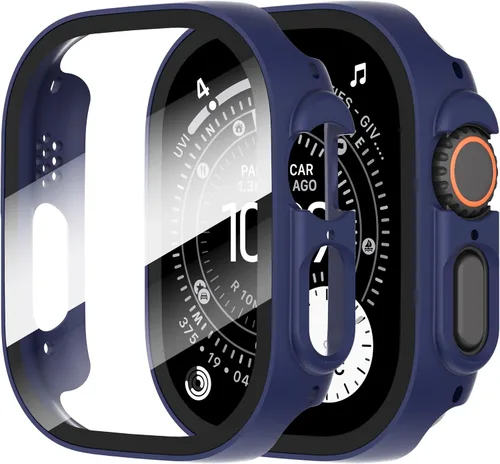 Vista 35 de Diruite Juego de 2 fundas para Apple Watch Series 3/2/1 de 38mm, protector de pantalla de vidrio templado ultradelgado de todo alrededor para iWatch