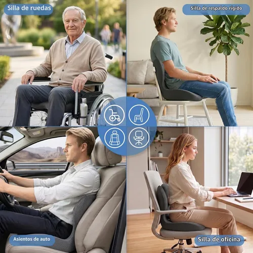 Vista 7 de Cojín de asiento de espuma viscoelástica, cojines ortopédicos ergonómicos para coxis, ciática y alivio de la presión de la espalda, diseño