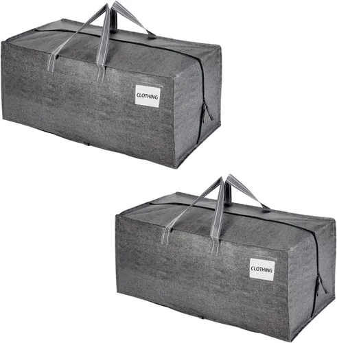 Vista 31 de VENO Paquete de 2 bolsas de mudanza, correas de mochila, mudanza, cajas de almacenamiento universitario, con tapas, resistentes, extragrandes, asas