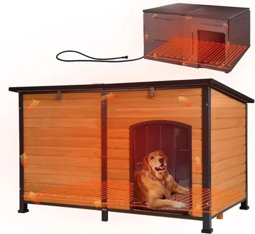 Vista 16 de 33.5" Heated Outdoor Dog House with Insulated Liner for Medium Breeds