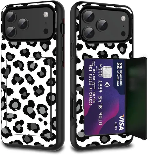 Vista 15 de Funda para tarjetas de crédito, doble capa híbrida a prueba de golpes, protección contra caídas con función atril para iPhone 17 de 6.3 pulgadas