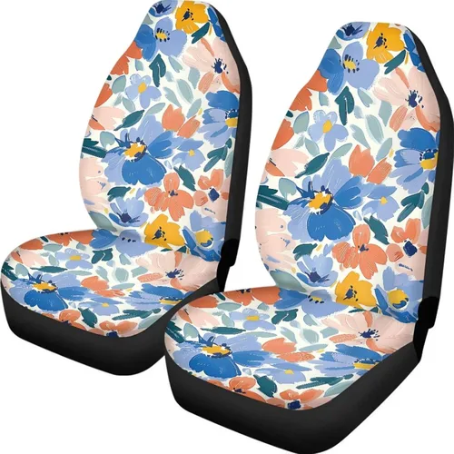 Vista 45 de UNICEU Juego de 2 fundas de cojín para asiento de automóvil, diseño de calavera gótica negra, lavable, accesorios interiores antideslizantes
