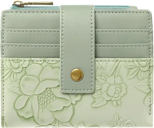 Vista 10 de SENDEFN Billeteras pequeñas para mujer, con bloqueo RFID, de cuero, plegable, para tarjetas de crédito, bolsillo con cremallera y ventana