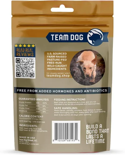 Vista 8 de Team Dog Golosinas para perros con corazón, pulmón e hígado de res, 5.4 onzas, sin gluten y sin granos