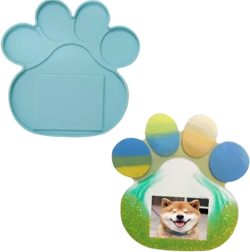 Vista 4 de 1-2 unidades/paquete de colgantes de hueso de perro, molde de silicona con forma de pata de mascota, etiqueta colgante de foto de mascotas, moldes