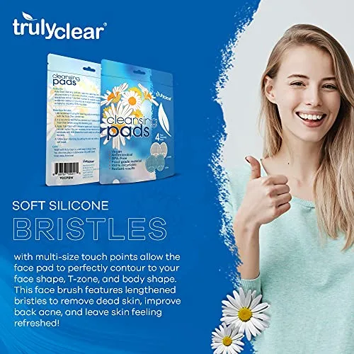 Vista 3 de Truly Clear Almohadillas exfoliantes, limpiador facial de silicona de grado alimenticio, exfoliante suave para pieles sensibles, cepillo