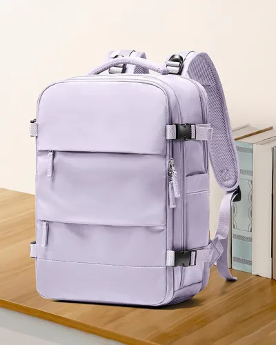 Vista 2 de coowoz Mochila de viaje grande para mujeres y hombres,Mochila de transporte,Mochila de senderismo impermeable para deportes al aire libre, Púrpura