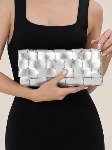 Vista 3 de CHUNLI Bolsos de mano tejidos de noche para mujer, bolso cruzado de poliuretano para noche, eventos formales, boda, fiesta