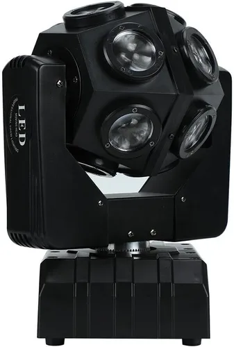 Vista 2 de Luz LED de cabeza móvil de 150 W, 4 en 1, RGBW, 12 luces LED de escenario giratorias, DMX512, activadas por sonido, luces de haz de DJ, luz