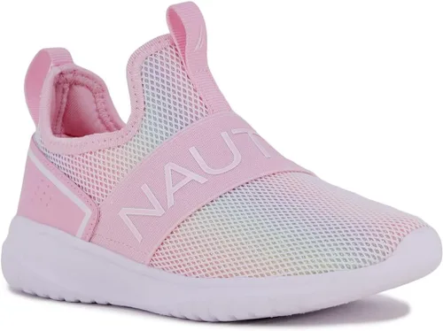 Vista 2 de Nautica Tenis deportivos sin cordones para niñas jóvenes, elegantes zapatos para correr y tenis para niños pequeños y grandes