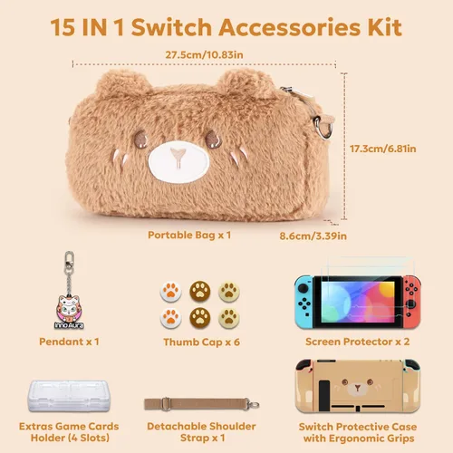 Vista 2 de Switch Case for NS Switch, innoAura 15 in 1 Switch Accessories Bundles with Switch Carrying Case, Switch Protective Case, Switch Game Case, Switch