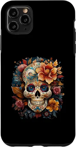 Vista 11 de iPhone 14 Floral Mexican Skull Day of the Dead Dia De Muertos Funda Mujer