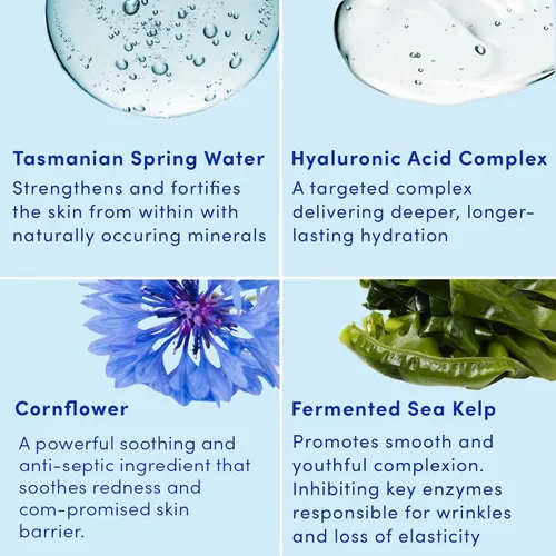 Vista 8 de Sand & Sky Mascarilla hidratante para el cuidado de la piel con ácido hialurónico - Máscara facial de hidratación intensa de agua de manantial