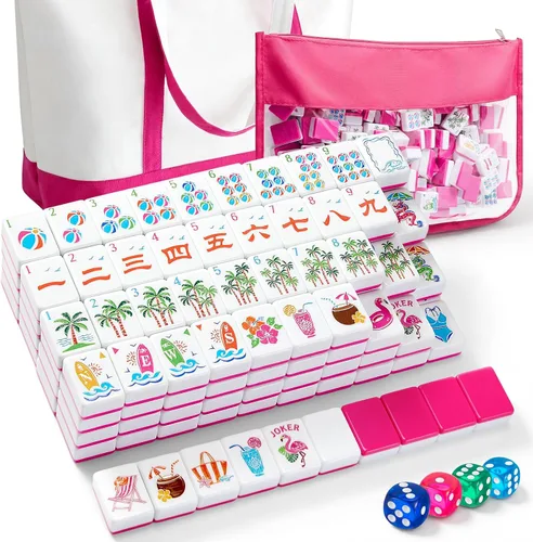 Vista 15 de Soulchen Juego de mahjong americano de fiesta de té rosa de 1.2 pulgadas