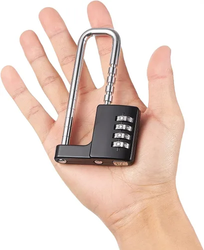 Vista 4 de Cerradura de gabinete de longitud de trabajo de 1.6 a 3.8 pulgadas, candado de combinación de acero inoxidable, código de bloqueo de grillete largo
