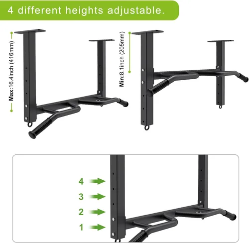 Vista 7 de Kipika 32" Ceiling Mounted Pull Up Bar - Heavy Duty, Highly Adjustable, Multifunctional Chin Up Bar - Home Gym System with Punching Bag Hanger and