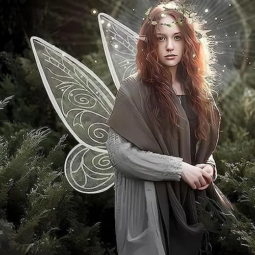 Vista 3 de KUTDEP Alas de hadas para disfraz, alas transparentes y brillantes, disfraz de hada de mariposa, Halloween, alas de ángel para niños, niñas y mujeres