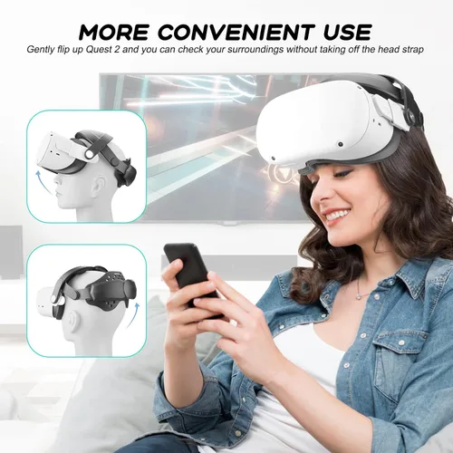 Vista 4 de MASiKEN Upgraded Head Strap for VR Headset Elite Strap Shift Weight On Forehead Release Face Squeeze Enhance Comfort in VR Games Breathable TPU Back