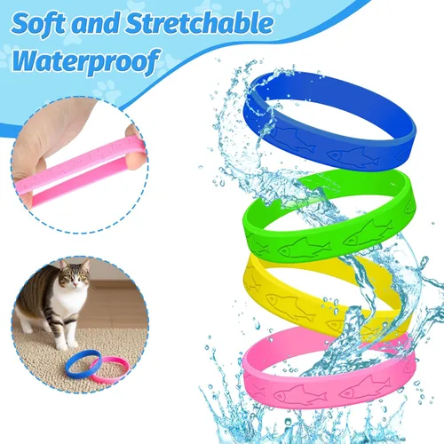 Vista 5 de Juguetes para gatos 24 piezas, juguete de goma para morder para gatos, juguetes interactivos para gatos para pasar el tiempo, pulseras coloridas