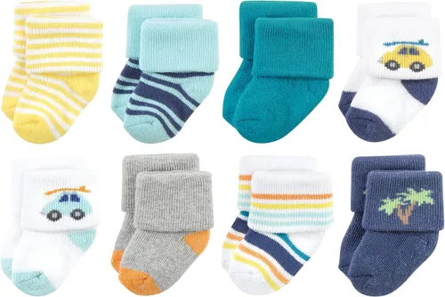 Vista 123 de Hudson Baby - Calcetines de algodón para bebés recién nacidos y Terry para niñas bebés
