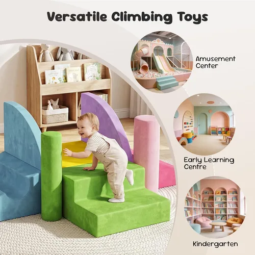 Vista 11 de Teckid Juguetes de escalada para niños pequeños, juego de 8 piezas de bloques de espuma suave para interiores, gateo seguro, escalada
