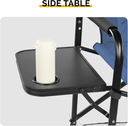 Vista 8 de 31'' Tall Directors Chair,Portable Seat Folding Camping Chair,High Bar Stool with Built-in Cup Holder, Side Table, Storage Pocket for Makeup Gray &