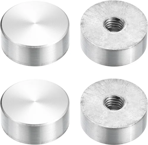 Vista 48 de uxcell M6 Rosca 0.787 in de diámetro de forma redonda de aluminio disco hardware 1pcs, aluminio círculo disco vidrio adaptador superior para mesa