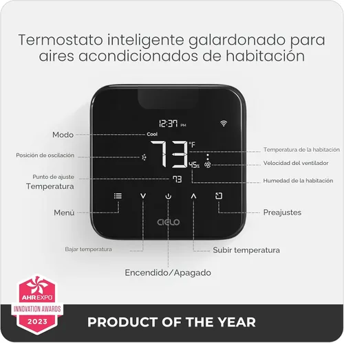 Vista 6 de Breez Max - Termostato inteligente WiFi para mini-Split, ventana, CA portátil (negro) AHR Product of the Year Smart AC Controller AI-Based