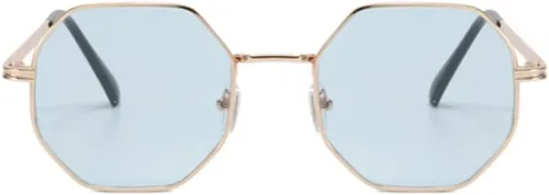 Vista 18 de ENTHYI Gafas de sol de polígono para mujeres/hombres, gafas de sol vintage octágonas de metal