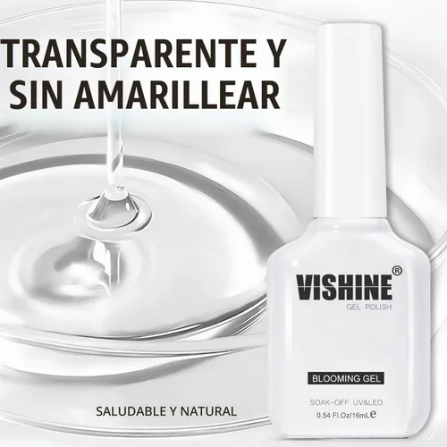 Vista 8 de Vishine 2 unidades de gel floreciente de 0.5 fl oz, esmalte de uñas transparente floreciente, efectos de propagación, gel UV, piedra natural
