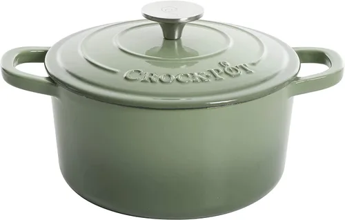 Vista 35 de Crock-Pot Horno Holandés Artesanal Redondo de Hierro Fundido Esmaltado, 3 Cuartos, Aqua