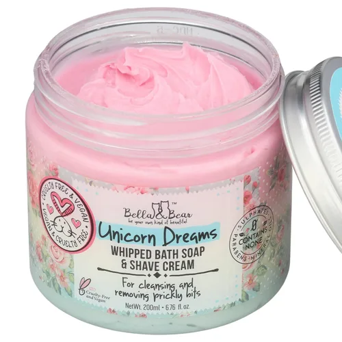 Vista 4 de Bella and Bear Goddess Boby Scrub & Unicorn Dreams - Jabón de baño batido y crema de afeitar