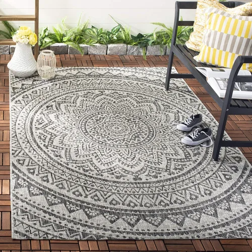 Vista 17 de SAFAVIEH Alfombra lavable al aire libre Courtyard Collection - 2'3" x 5', marfil y verde, no desprende pelusa y fácil limpieza, ideal para patio