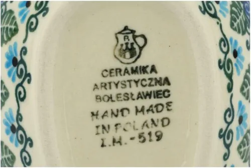 Vista 4 de Auténtico soporte para cuchara de cerámica polaca UNIKAT en Forget Me Not Diseño hecho a mano en Bolesławiec Polonia por Ceramika Artystyczna +