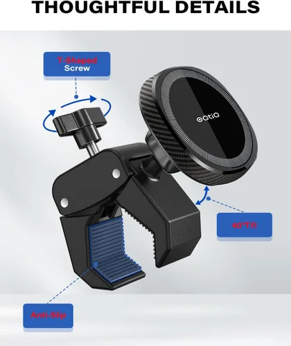 Vista 8 de OQTIQ Soporte para teléfono para bicicleta de ejercicio Peloton, abrazadera resistente y soporte magnético fuerte de 17 N54 para cinta de correr