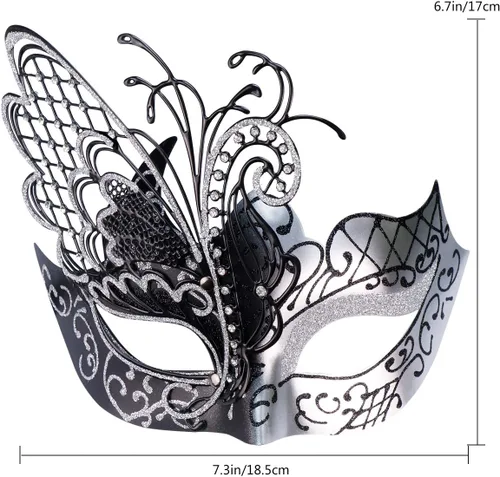 Vista 3 de Antifaz con diseño de mariposa veneciana misteriosa para fiesta de Halloween