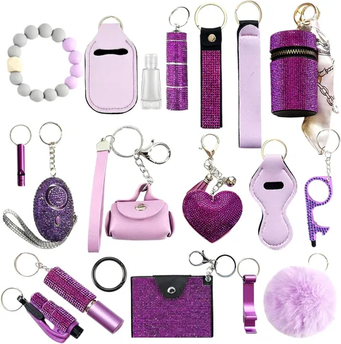Vista 9 de Personal Safety Keychain Set for Women, Self Defense Kit with 130DB Alarm, Wristlet, Emergency Tools