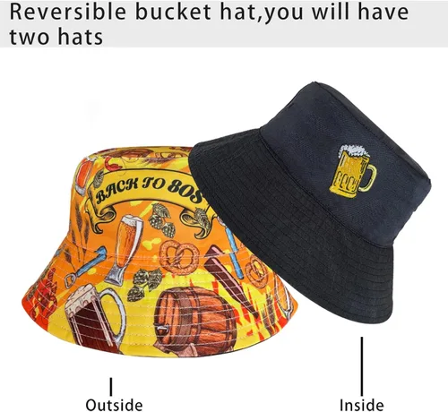 Vista 3 de Sombrero de pescador de los años 8090 para hombres y mujeres, sombrero de sol reversible plegable impreso para mujeres y hombres, material 100%
