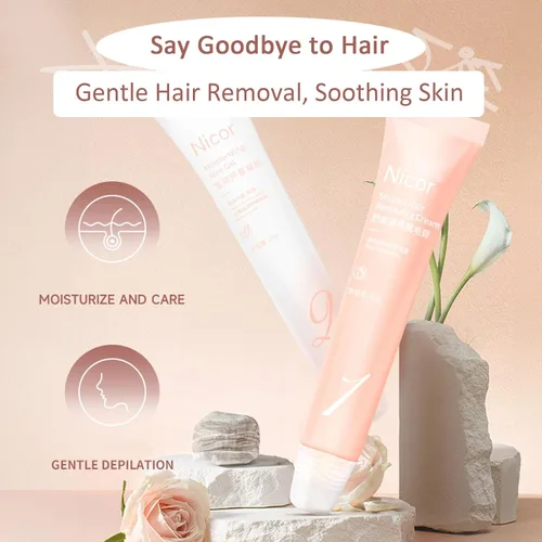 Vista 2 de Kit de crema depilatoria facial, removedor de vello íntimo/privado, loción de crema depilatoria sin dolor para cara, piernas, brazos, axilas y todo