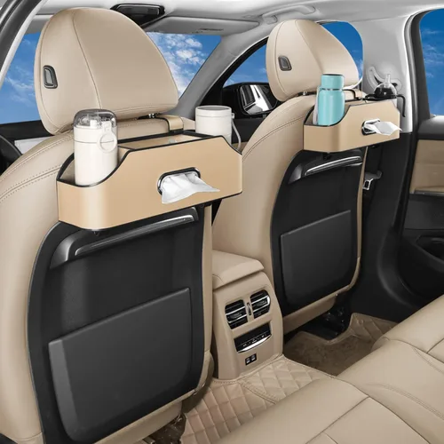 Vista 5 de Organizador para respaldo de asiento de coche - Almacenamiento elegante y funcional para aventuras familiares - Portavasos, caja de pañuelos