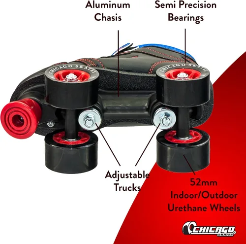 Vista 3 de Chicago Skates Sidewalk Roller Skates – Durable, Top Performance Indoor/Outdoor Use Skate Shoes for Girls & Boys, High-Top Boot Safety Youth Quad