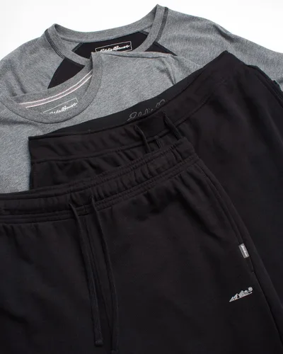 Vista 3 de Eddie Bauer Conjunto de pijama para hombre, 4 piezas, pantalones deportivos y pantalones cortos de descanso, pijama 100% algodón para hombre (S-XXL)