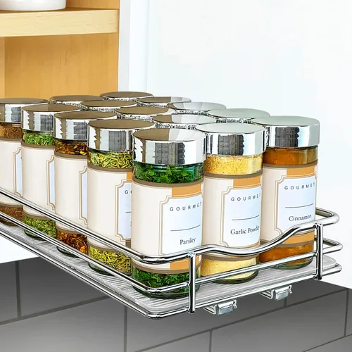 Vista 25 de LYNK PROFESSIONAL® Organizador de especiero extraíble para el interior de armarios de cocina - 4-3/8 pulgadas de ancho - Cajón deslizable - Estantes