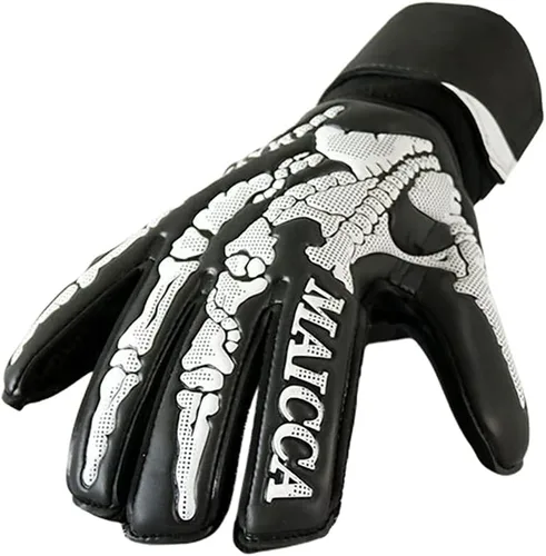 Vista 3 de Guantes de portero de fútbol para jóvenes adultos, talla 7-10, guantes de portería de fútbol con protección de dedos, palma de látex y pulsera