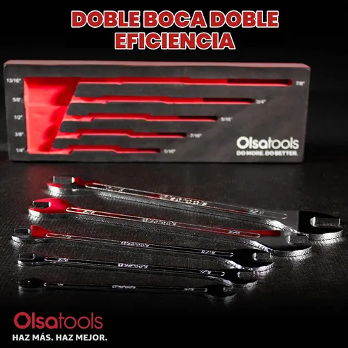 Vista 3 de Olsa Tools Juego de llaves delgadas SAE de 5 piezas, doble extremo abierto Llaves planas dobles de extremo abierto, llaves de acero compactas Cr-v