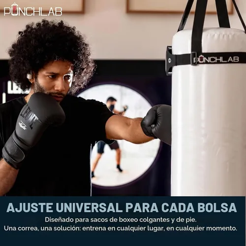 Vista 2 de Soporte de teléfono de boxeo para saco de boxeo – Soporte de correa para bolsa pesada con rastreador de perforación, se adapta a todas las bolsas