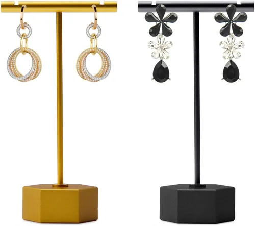 Vista 3 de Oilrv - Soporte de exhibición de pendientes de metal negro para mujeres y niñas, soporte para aretes para joyería, feria, tienda al por menor