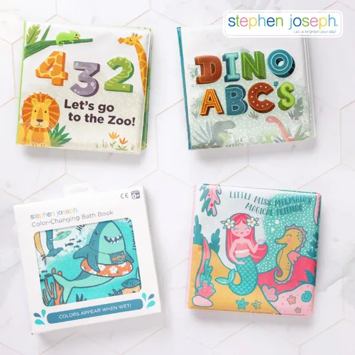 Vista 7 de Stephen Joseph, Libro flotante que cambia de color, juguetes de baño para niños pequeños, sirena