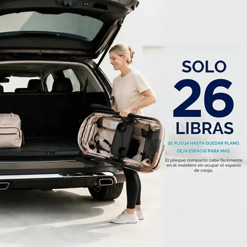Vista 2 de Cochecito vagón para 2 niños, todo terreno con toldo extraíble de protección UV, mango ajustable para empujar/tirar, bandeja para aperitivos y Negro