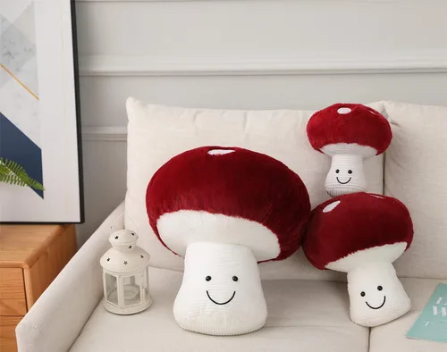 Vista 6 de Almohada de algodón con forma de hongo precioso relleno de hongos (8 pulgadas)